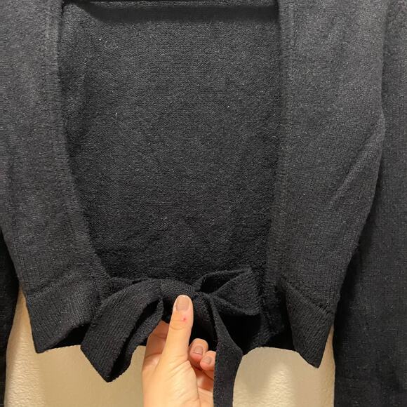 rue21 Crop Top Sweater Black Long Sleeve Pullover Back Tie High Neck Sz XS - Picture 6 of 8